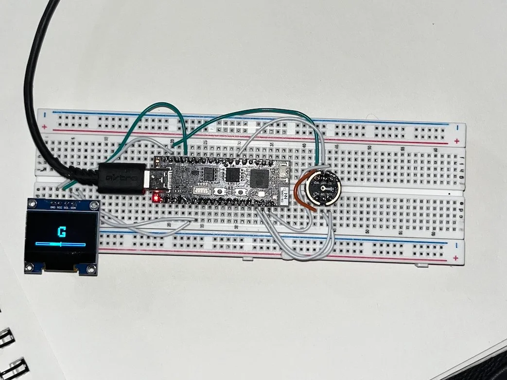 The Tiny Tuner prototype wired on a breadboard